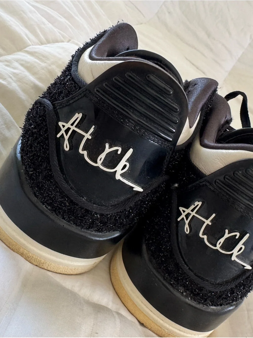 Jordan Black Tweed Low-Top Sneakers with Cream Accents